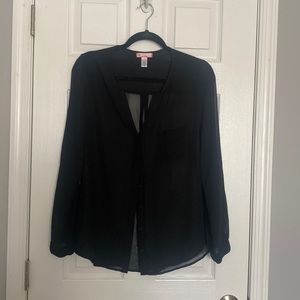 Sheer, black, button up